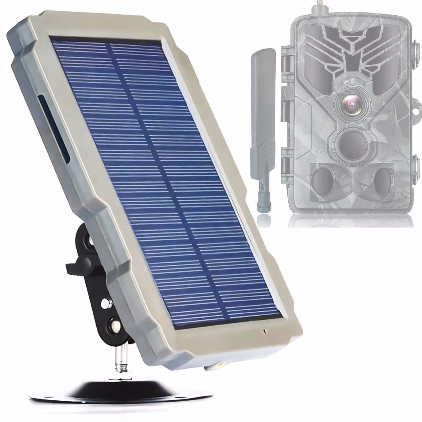 Pannello solare per fototrappole, 6-12V, 3000mAh, grado di protezione IP65, regolabile a 360°