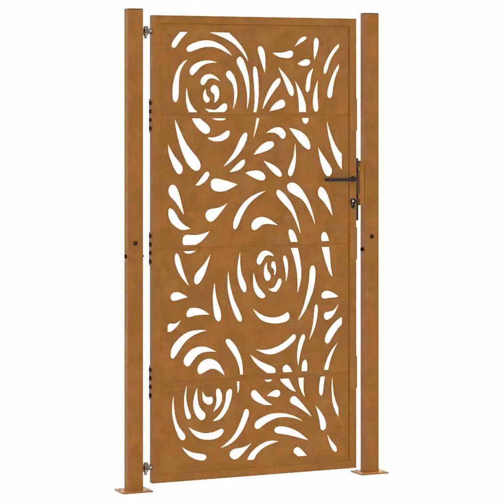 Cancello singolo da giardino vidaXL in acciaio color marrone L: 110 cm, H: 180 cm – 2