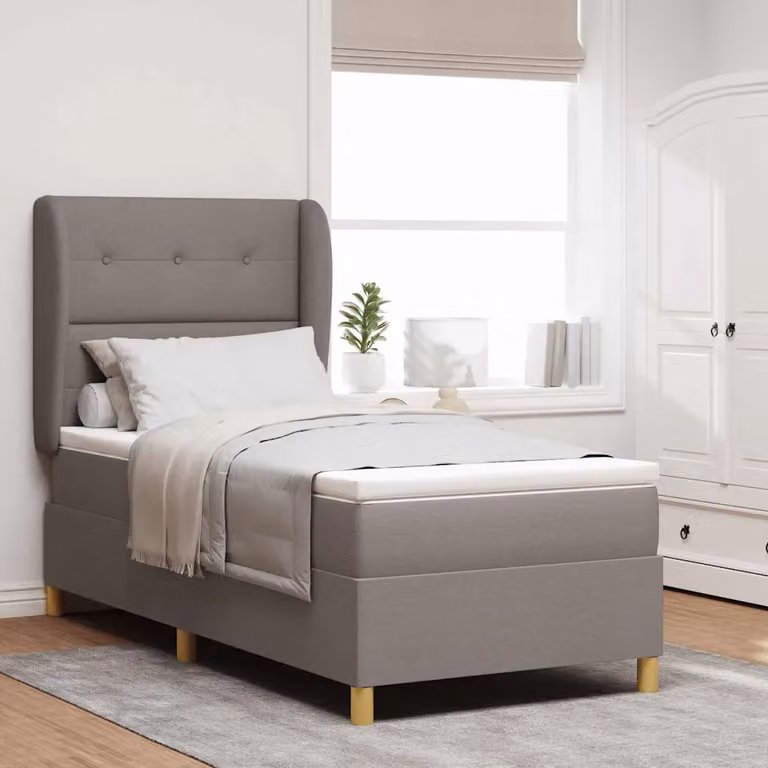 Letto a molle con testiera Talpa vidaXL in tessuto beige o grigio L/P: 190 x 90 cm