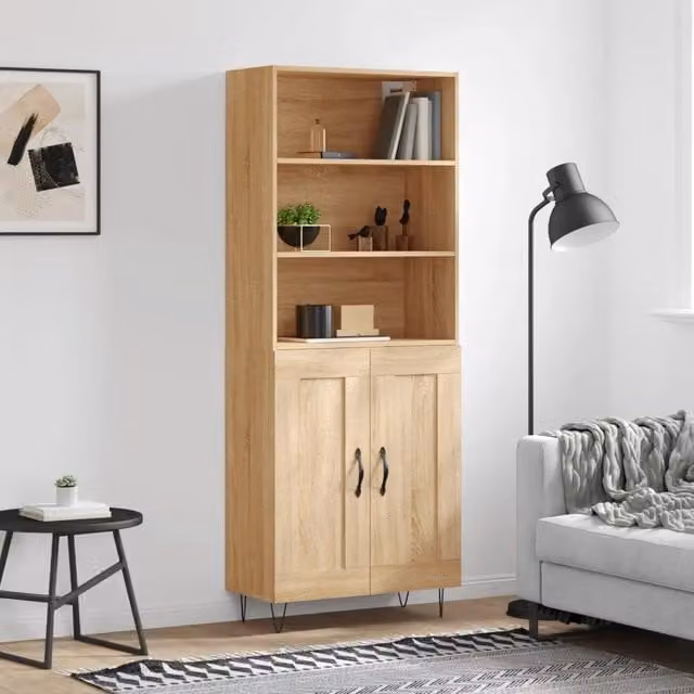 Credenza-Buffet-Armadio da cucina Rovere Sonoma 69,5x34x180 cm in Legno Multistrato 556360