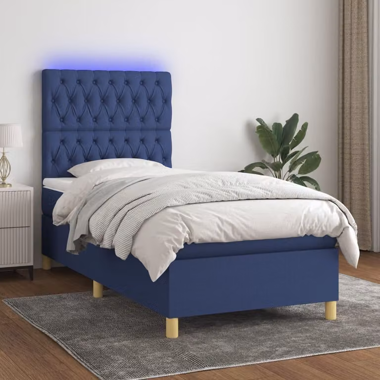 Maison Exclusive - Letto a Molle con Materasso e LED Blu 90x190 cm in Tessuto