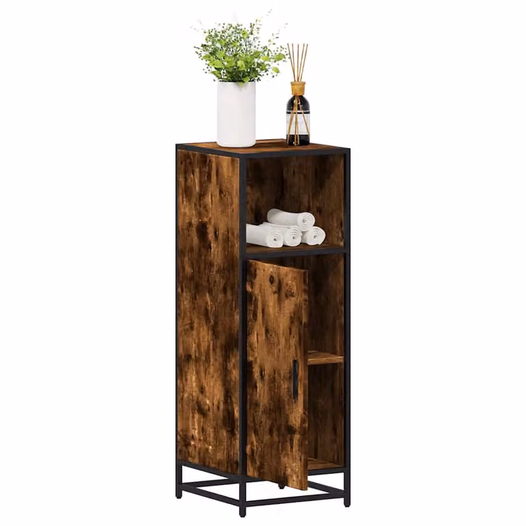 Armadietto da bagno sospeso vidaXL in stile industriale, colore marrone, L 35 cm x P 37,5 cm x H 100 cm