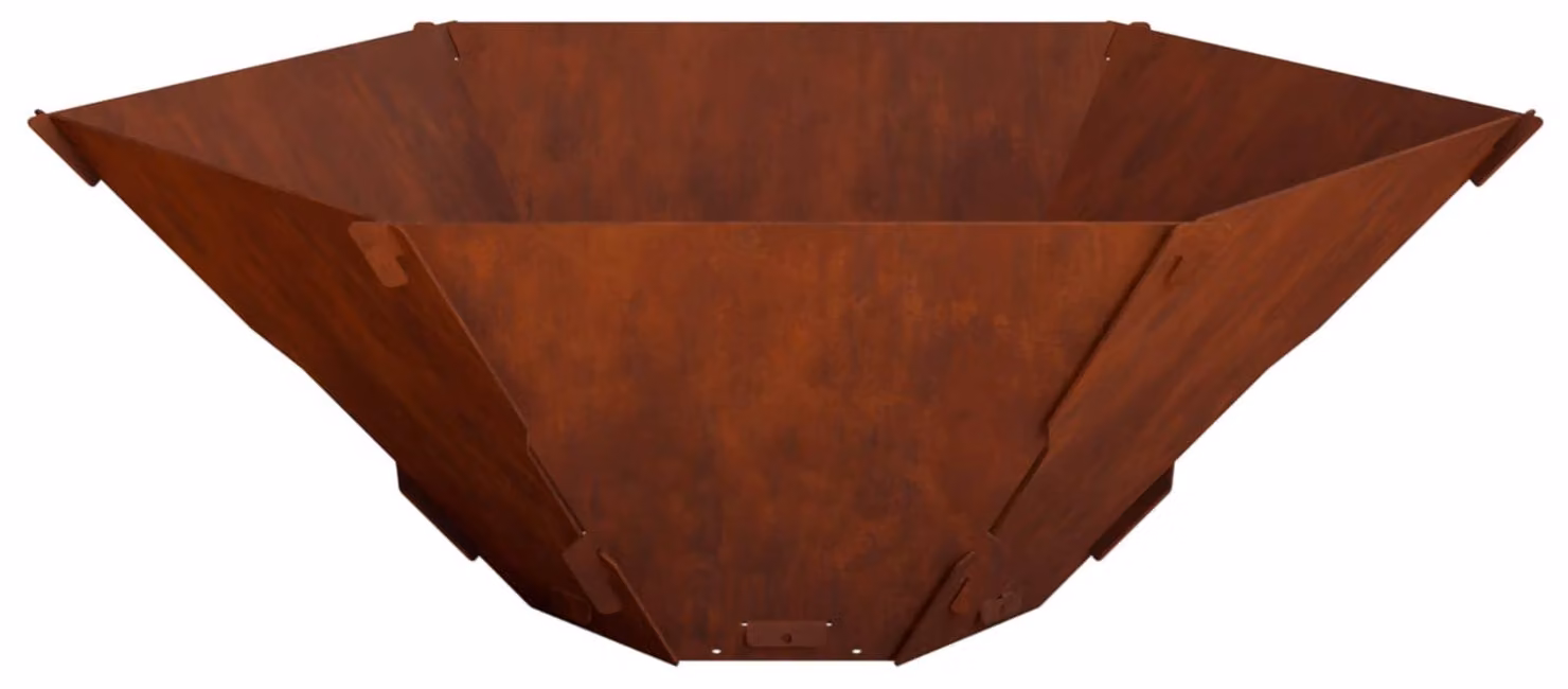 Focolare da esterno, finitura effetto ruggine, dimensioni 58,5 x 51,5 x 19,5 cm, acciaio resistente agli agenti atmosferici