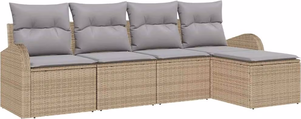 Set Divano da Giardino 5 pcs Beige polyrattan