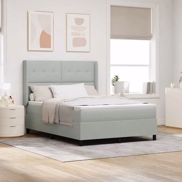 Letto a molle moderno vidaXL in velluto grigio con illuminazione sottostante e porta di ricarica USB L/P: 160 x 200 cm