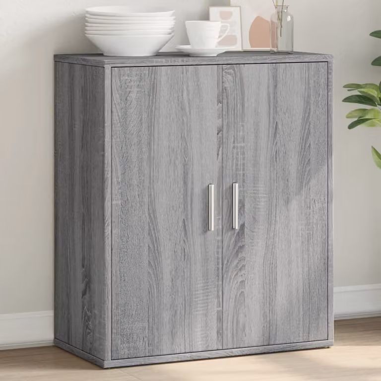 Credenza moderna vidaXL in legno multistrato e MDF, colore Grigio Sonoma, L: 60 cm, P: 31 cm, H: 70 cm