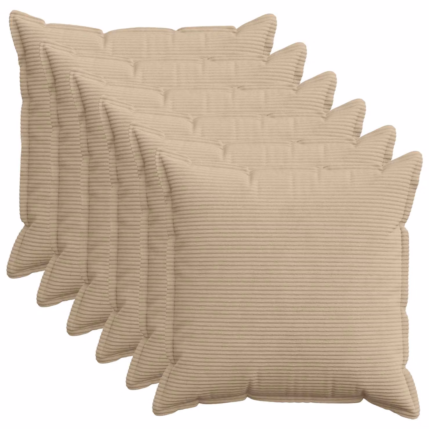 Set di 6 federe vidaXL HOUTEN in velluto a coste, colore tortora, L 80 x P 80 cm