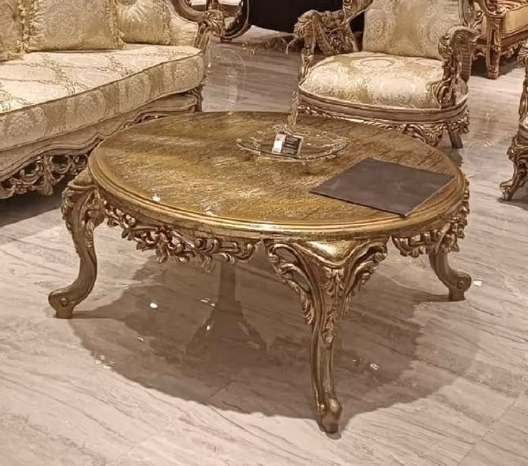 Casa Padrino tavolino barocco oro - Tavolo da salotto rotondo in legno massiccio in stile barocco - Mobili barocchi - Mobili in stile barocco - Arredamento barocco - Nobile e sontuoso