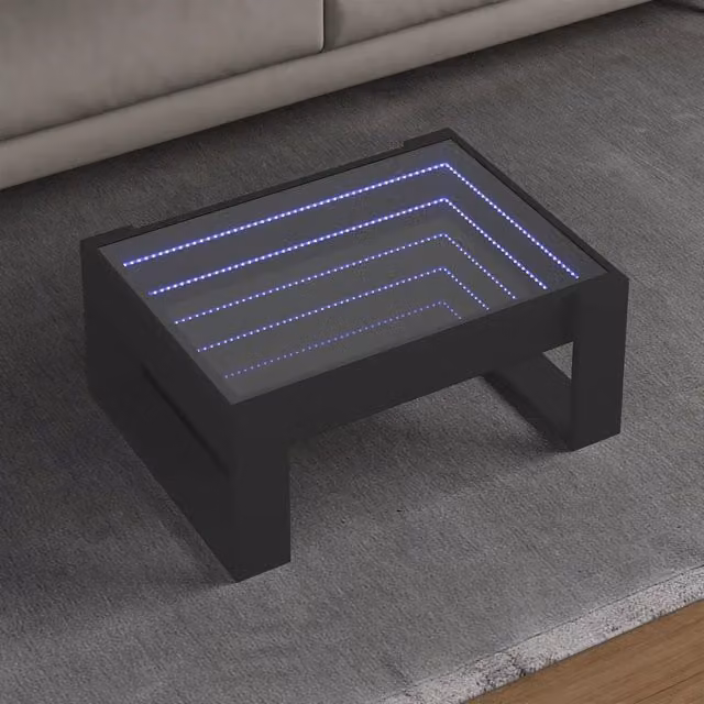 Tavolino da salotto moderno vidaXL Infinity con LED nero L: 70 cm, P: 53 cm, H: 30 cm – 1