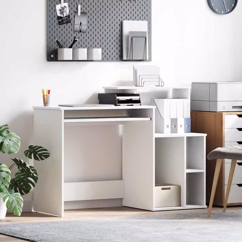 Maison Exclusive - Scrivania bianca, dimensioni 120,5 x 44 x 88,5 cm, realizzata in materiale composito di legno