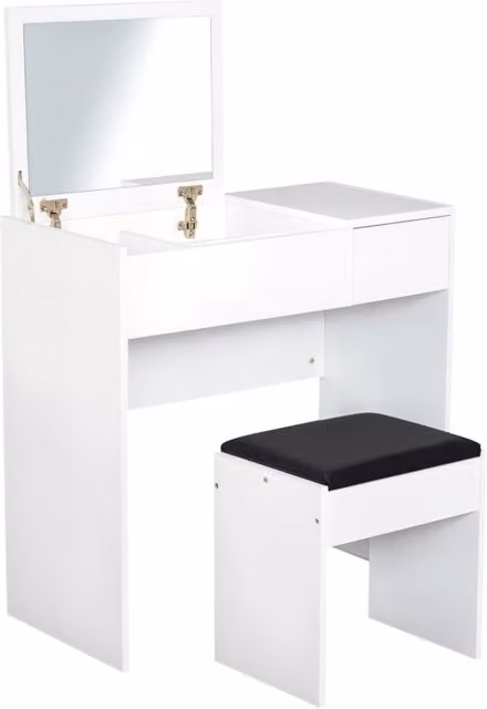 Scrivania da trucco Minimal con specchio e cassetti bianca L: 80 cm, P: 40 cm, H: 79 cm – 1
