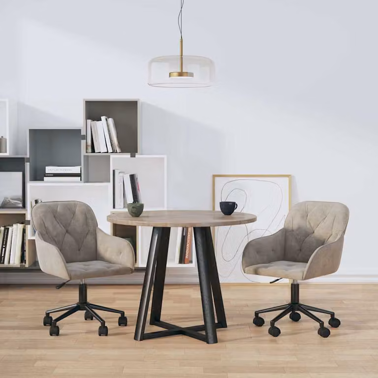 Set di 2 sedie da pranzo girevoli vidaXL in velluto grigio chiaro con base moderna