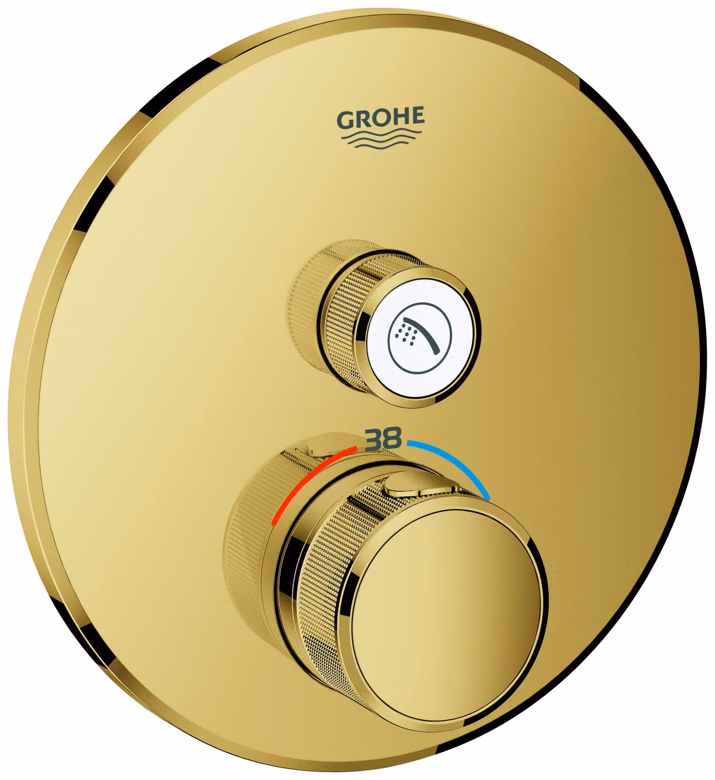Thermostat Grohe Grohtherm SmartControl avec une vanne d'arrêt, rosette murale ronde, 29118GL0, 29118GL0