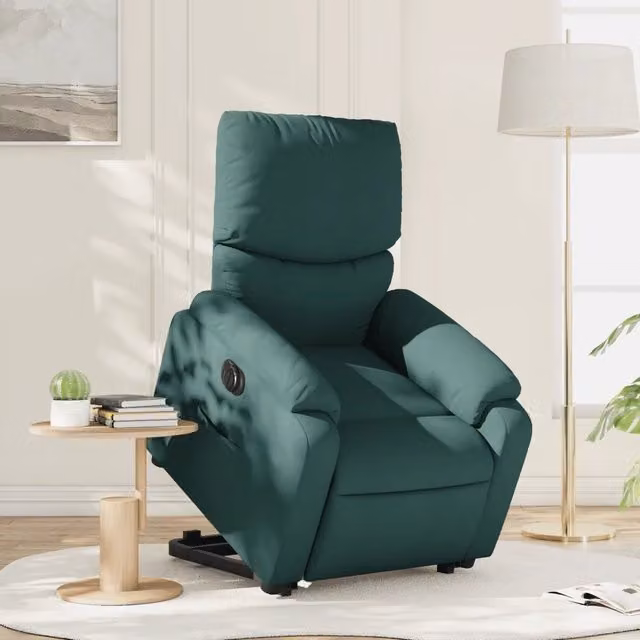 Poltrona Alzapersona Reclinabile Elettrica vidaXL Verde con Braccioli e Rivestimento in Tessuto – 1