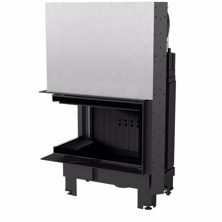 Inserto camino in acciaio KRATKI MBM sinistro 10 kW Ø 200 con porta scorrevole rivestimento nero