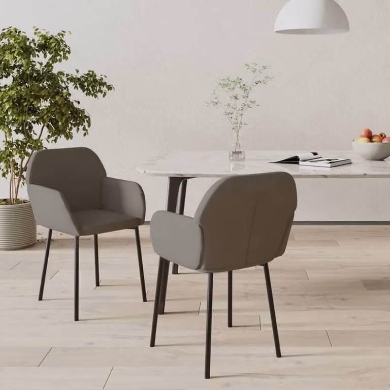 The Living Store Sedie da pranzo 2 pezzi. Velluto grigio scuro