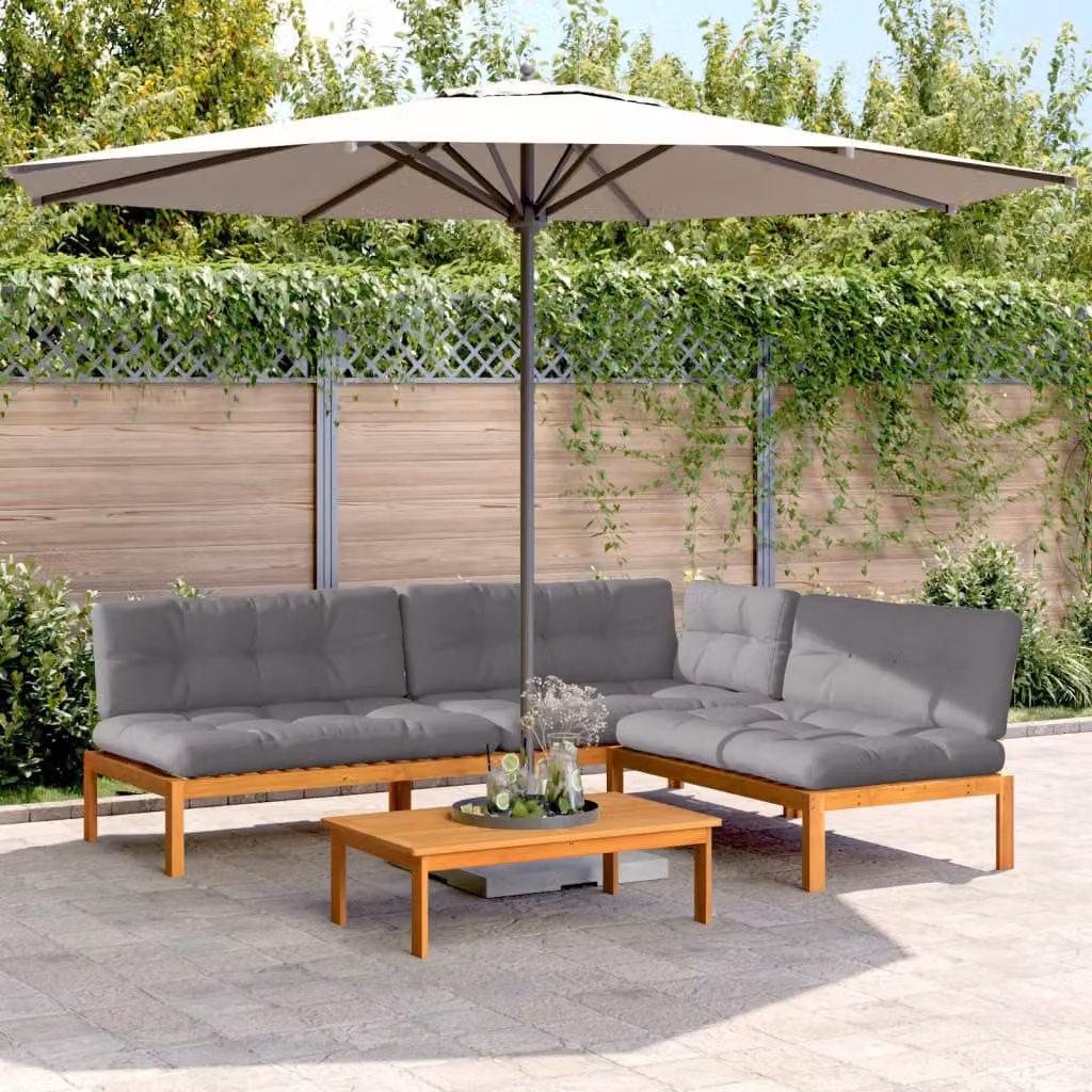 vidaXL Set Divani Pallet Giardino 4pz Cuscini Legno Massello Acacia