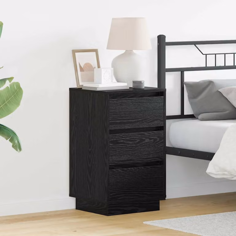Armadio da Notte Moderno vidaXL in MDF Nero Opaco L: 39 cm, P: 34,5 cm, H: 65 cm