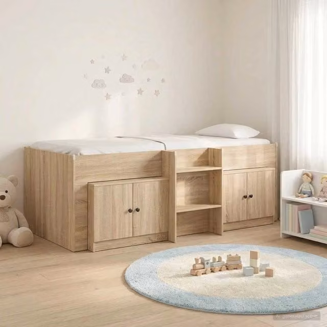 Struttura Letto Loft con Mobile con porta 3 pz Rovere Sonoma 3423384