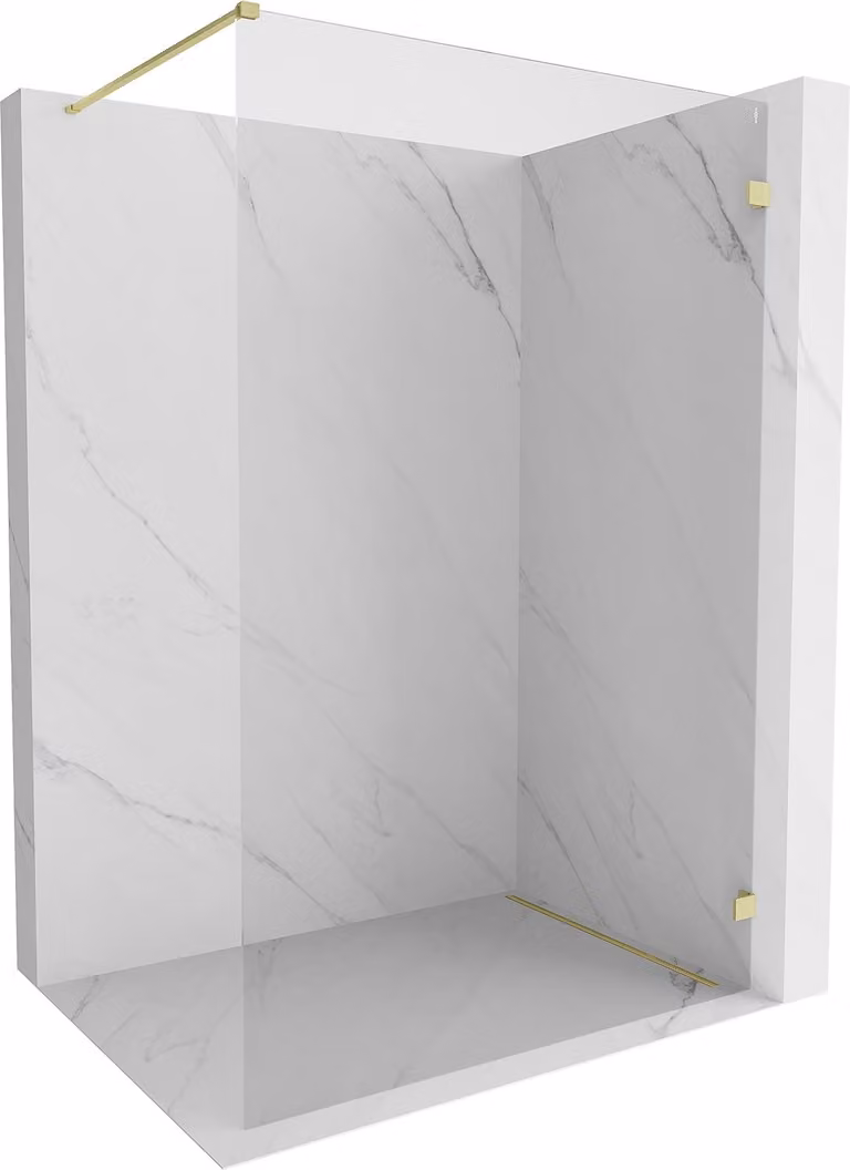 Mexen Lunar parete doccia Walk-in destra 80 x 200 cm, trasparente 8 mm, oro spazzolato - 830-080-000-55-00-P