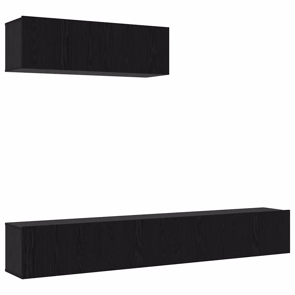 Set di 3 mobili TV moderni vidaXL in legno ingegnerizzato MDF, colore Rovere e Nero, da appendere alla parete per il tuo soggiorno – 2