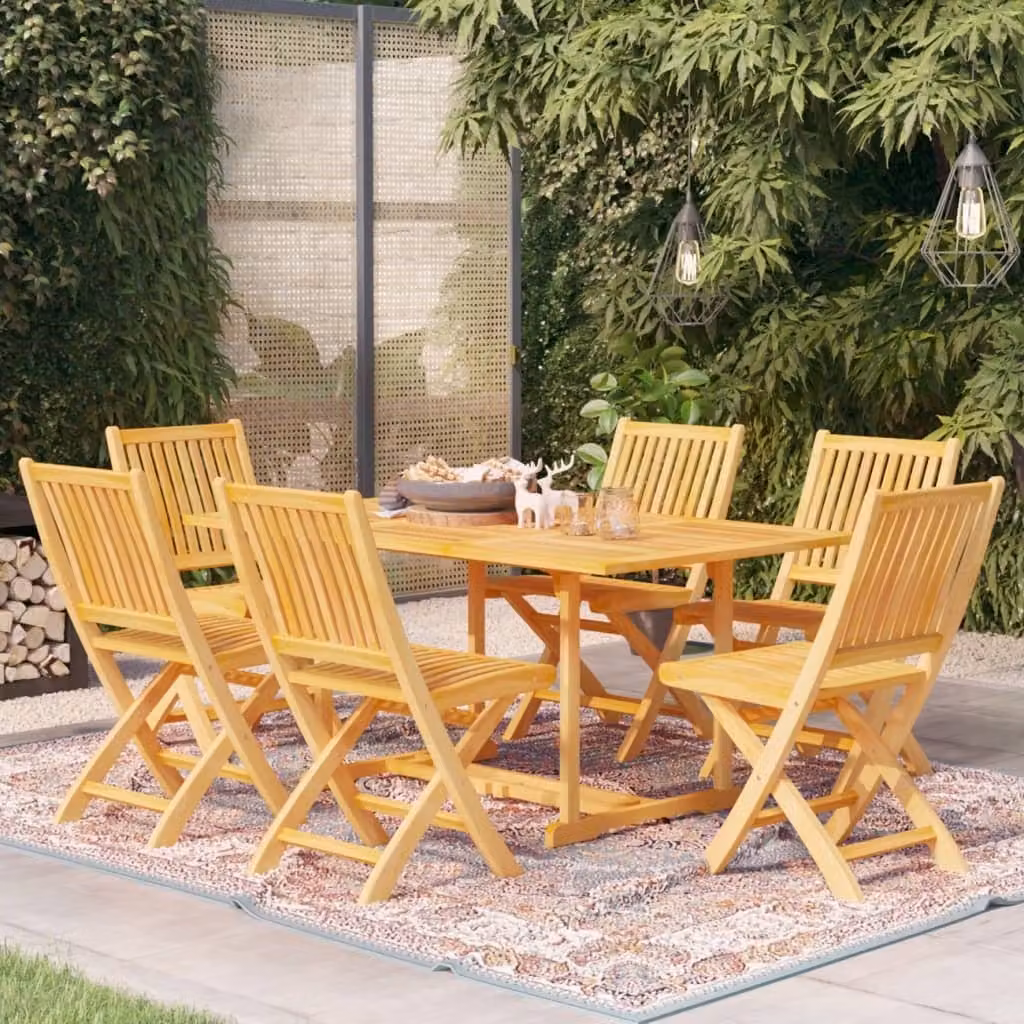 The Living Store 7 pezzi. Set da pranzo da giardino in legno massiccio teak