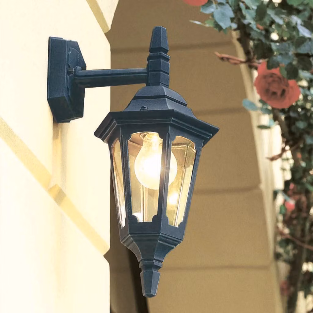 Applique da parete esterna Parish Mini di Elstead Lighting, colore nero con vetro trasparente, attacco E27, 60W, grado di protezione IP44 – 2