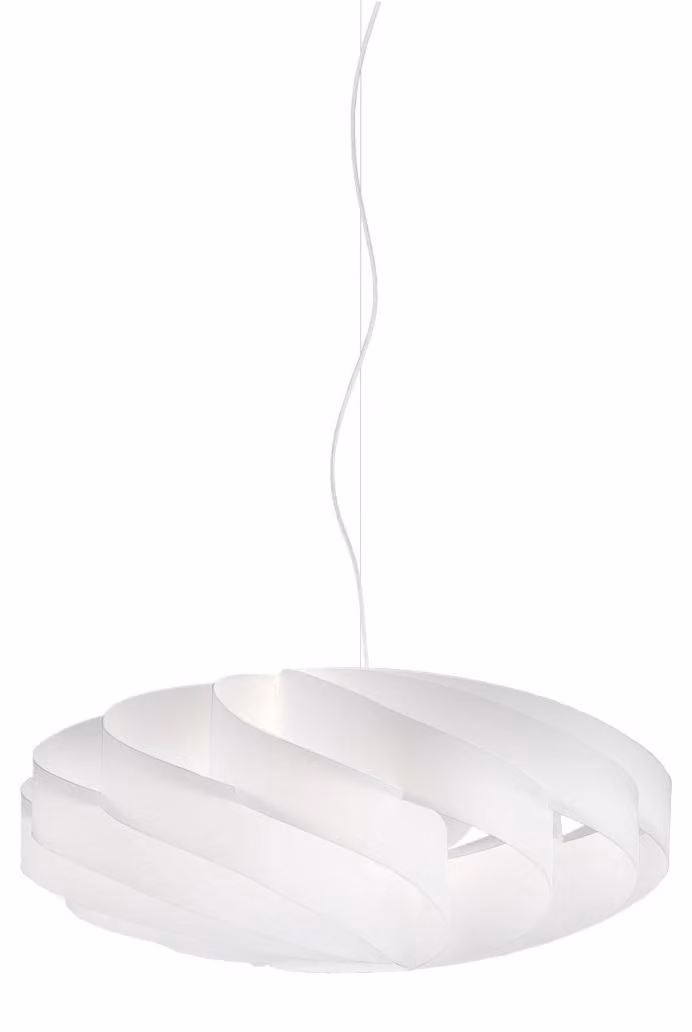 Sospensione Moderna Flat Polilux ® Bianco E Metallo Cromo 1 Luce E14