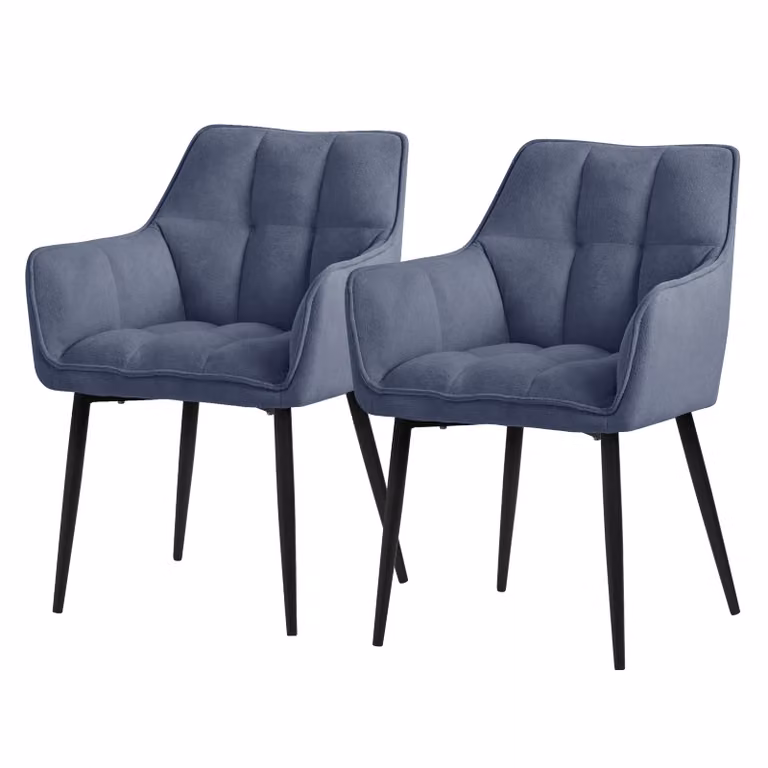 ML-Design 2x sedia da pranzo in spugna, blu, con spessa seduta imbottita