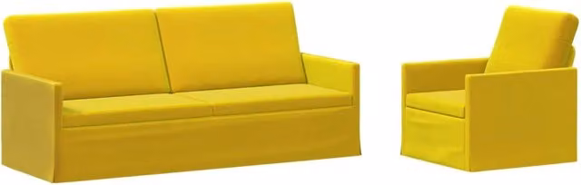 Set di 2 divani moderni vidaXL in velluto giallo con struttura in metallo