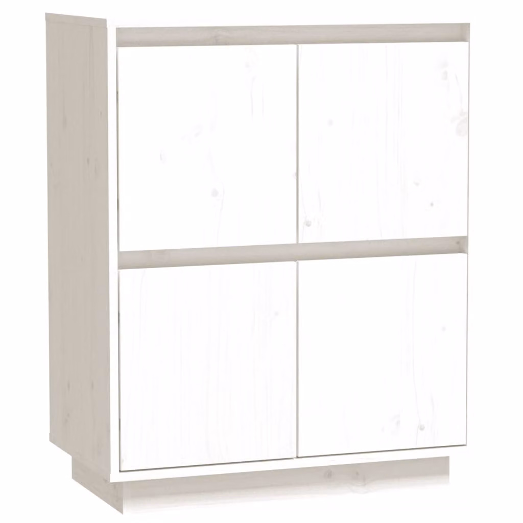 Credenza Bianca 60x34x75 cm in Legno Massello di Pino