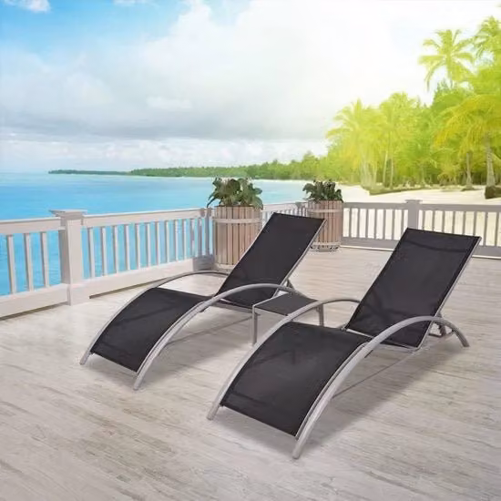 Letto con tavolo in alluminio nero