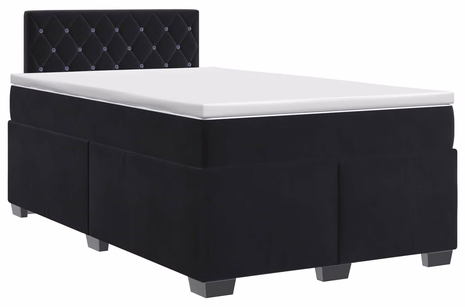 Letto a molle con materasso nero 120 x 200 cm in velluto