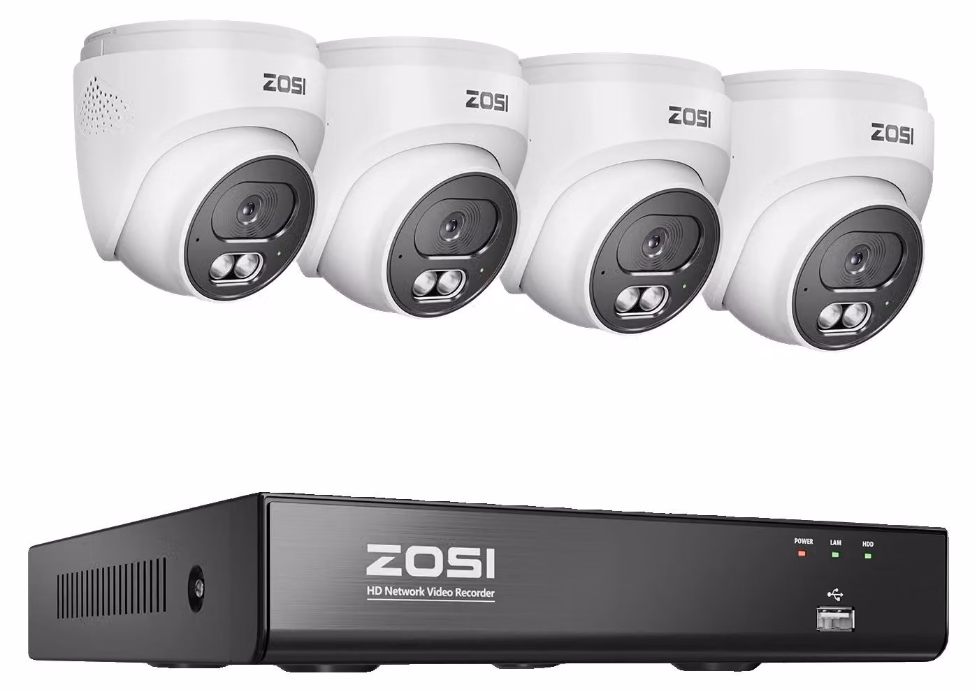 Sistema di telecamere di sicurezza CCTV, risoluzione 8MP, audio bidirezionale, composto da 4 telecamere da 8MP e un disco rigido da 2T