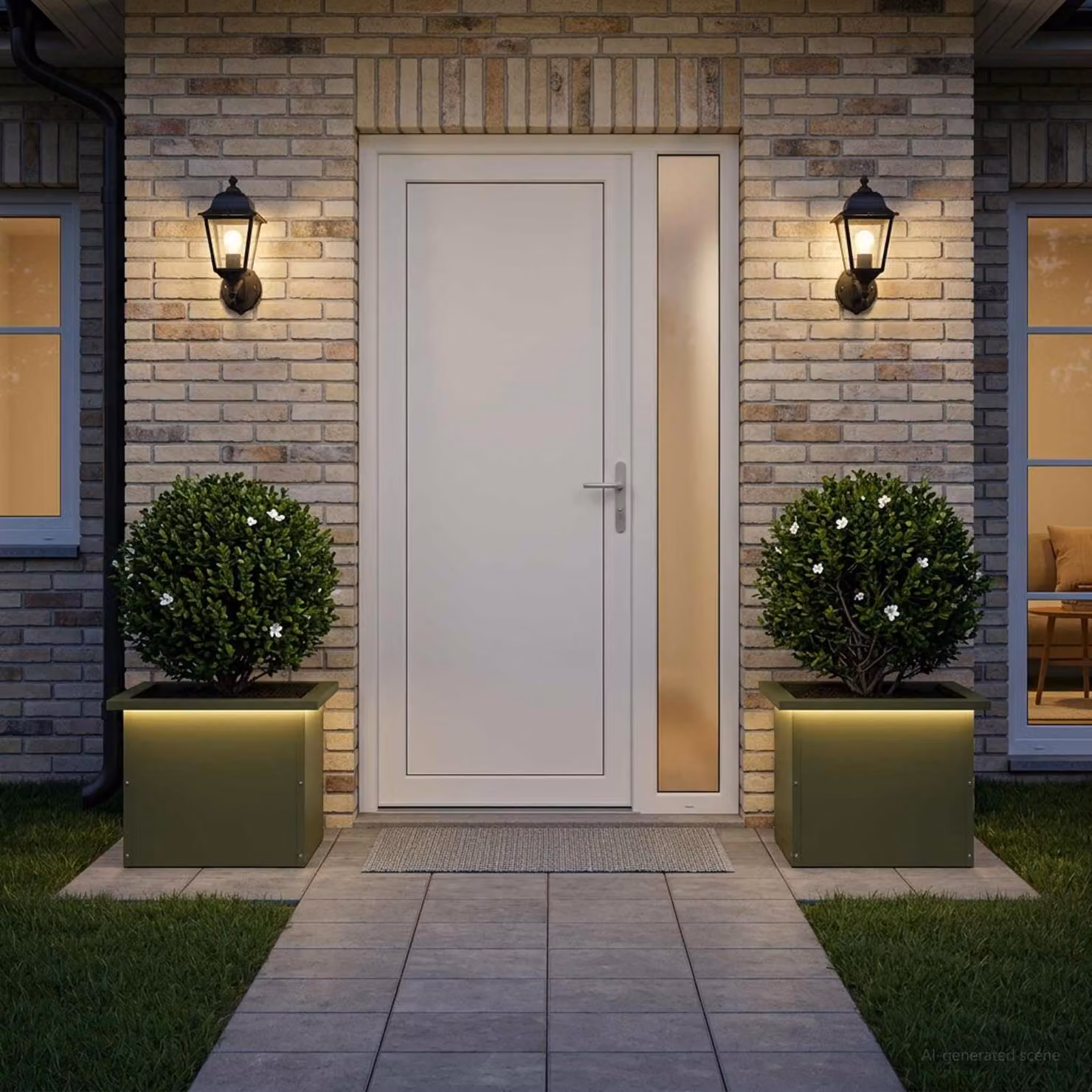Set di 2 fioriere da giardino con LED vidaXL in acciaio, colore verde, L 40 cm x P 30 cm x H 30 cm