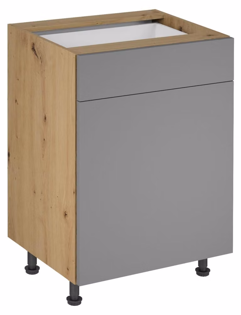 Mobile base con cassetto VALEN 1 - larghezza 60 cm, rovere artigianale / grigio-beige