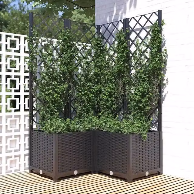 Fioriera da giardino con graticcio Design Mania in plastica nera L/P/H: 80 x 80 x 136 cm