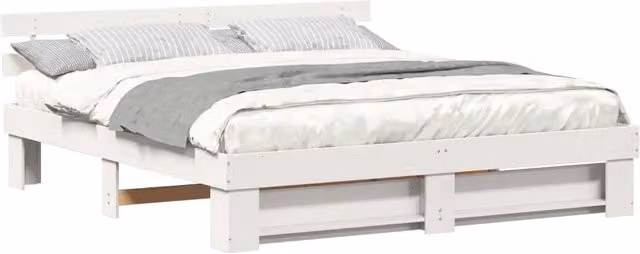 Letto matrimoniale | Letto per adulti | Struttura del letto Bianco 180 x 200 cm Pino massello
