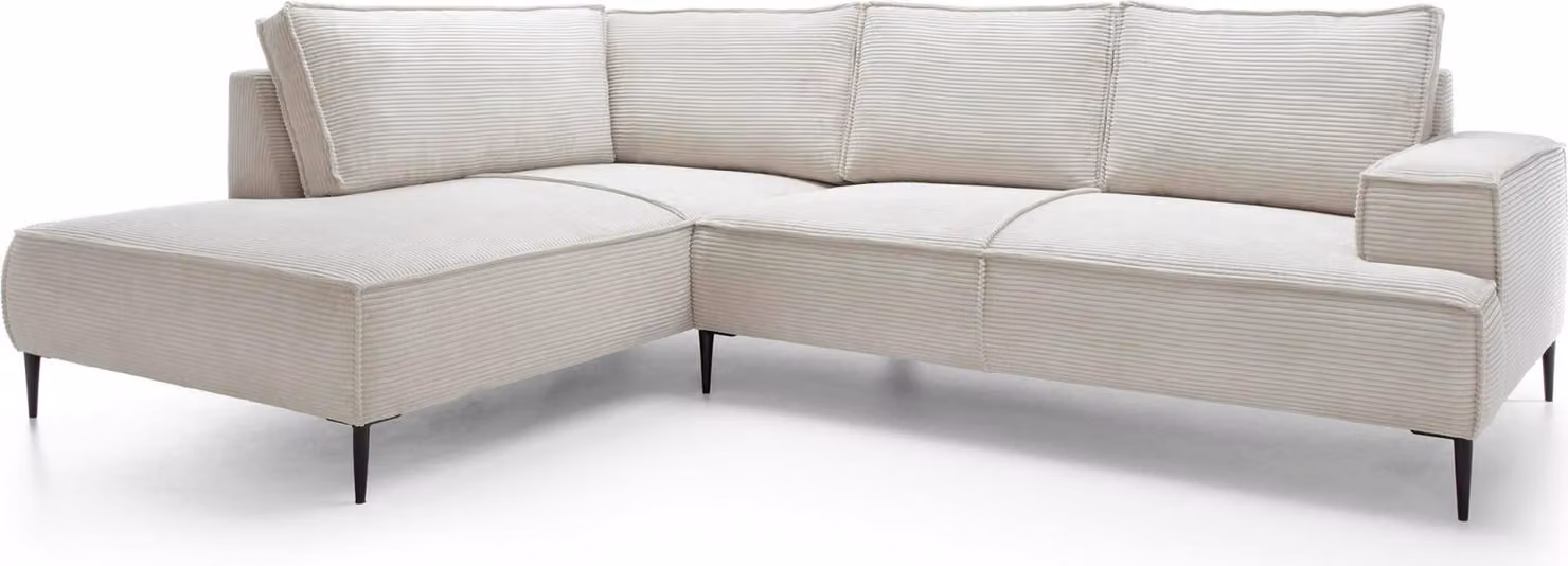 FURNLUX Divano angolare Olmo Crema Bianco e Nero 275cm / Colore principale: Beige / Dimensioni: 275 x 83 x 195 cm