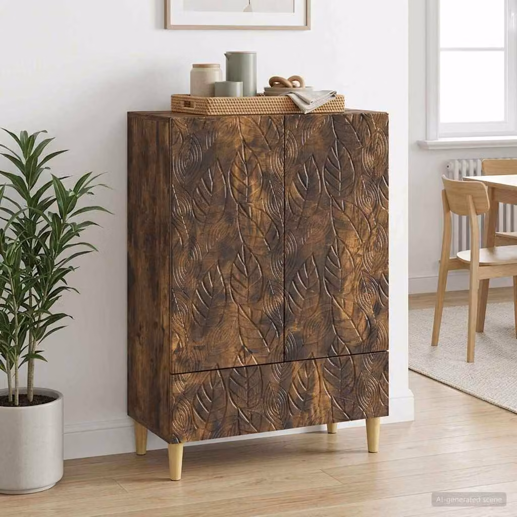 Credenza moderna vidaXL in legno ingegnerizzato color rovere fumo L: 66 cm, P: 34,5 cm, H: 95 cm