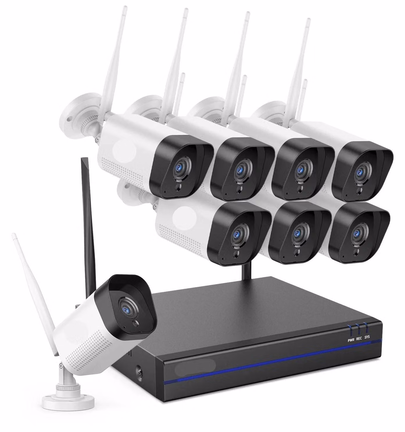 Kit di telecamere di sicurezza wireless – Telecamera di sorveglianza – Risoluzione 3MP – Visione notturna – Grado di protezione IP66 (resistente all'acqua)