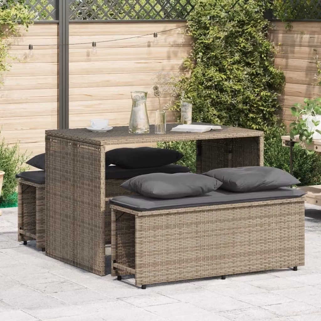 Maison Exclusive - Set da pranzo da giardino 3 pezzi con cuscini grigio in polyrattan