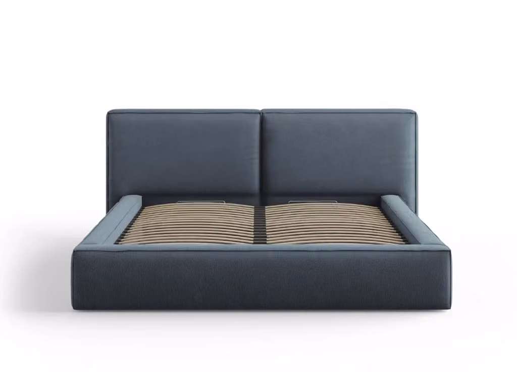 Letto con cassettone e testiera doppia Arendal di Cosmopolitan Design in tessuto blu L/P/H: 180 x 200 x 124 cm – 2