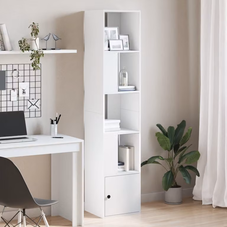 Libreria bianca vidaXL in legno multistrato con pannello posteriore, L 40 cm, P 36 cm, H 189 cm