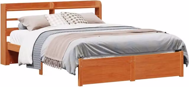 Letto matrimoniale | Letto per adulti | Struttura del letto con testiera Marrone cerato 150 x 200 cm