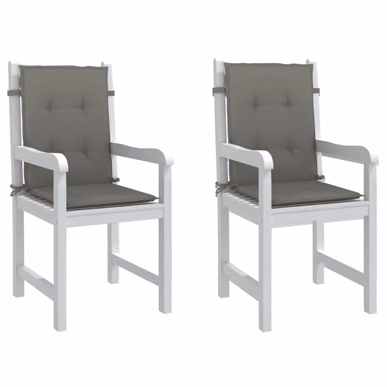 Set di 4 cuscini per sedia vidaXL in poliestere grigio, con imbottitura in schiuma e lacci di fissaggio, L: 100 cm, P: 50 cm, H: 4 cm
