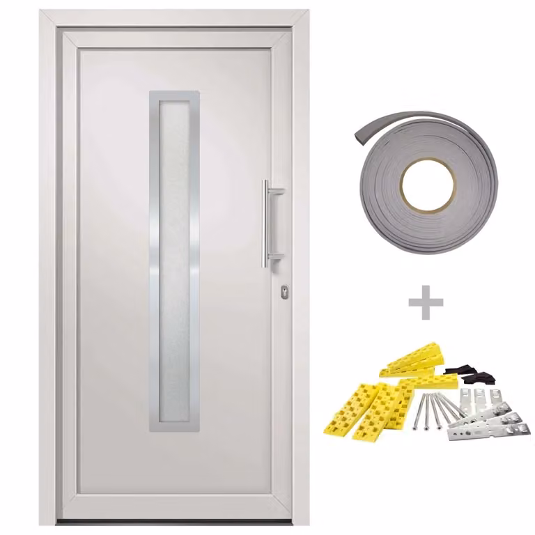 Porta di Ingresso Moderna VIDAXL Bianca con Inserti in Vetro, L: 108 cm, H: 200 cm