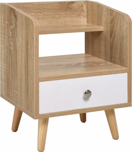 Comodino HOMCOM con Cassetto e Mensola in Legno Bianco per Camera da Letto e Salotto