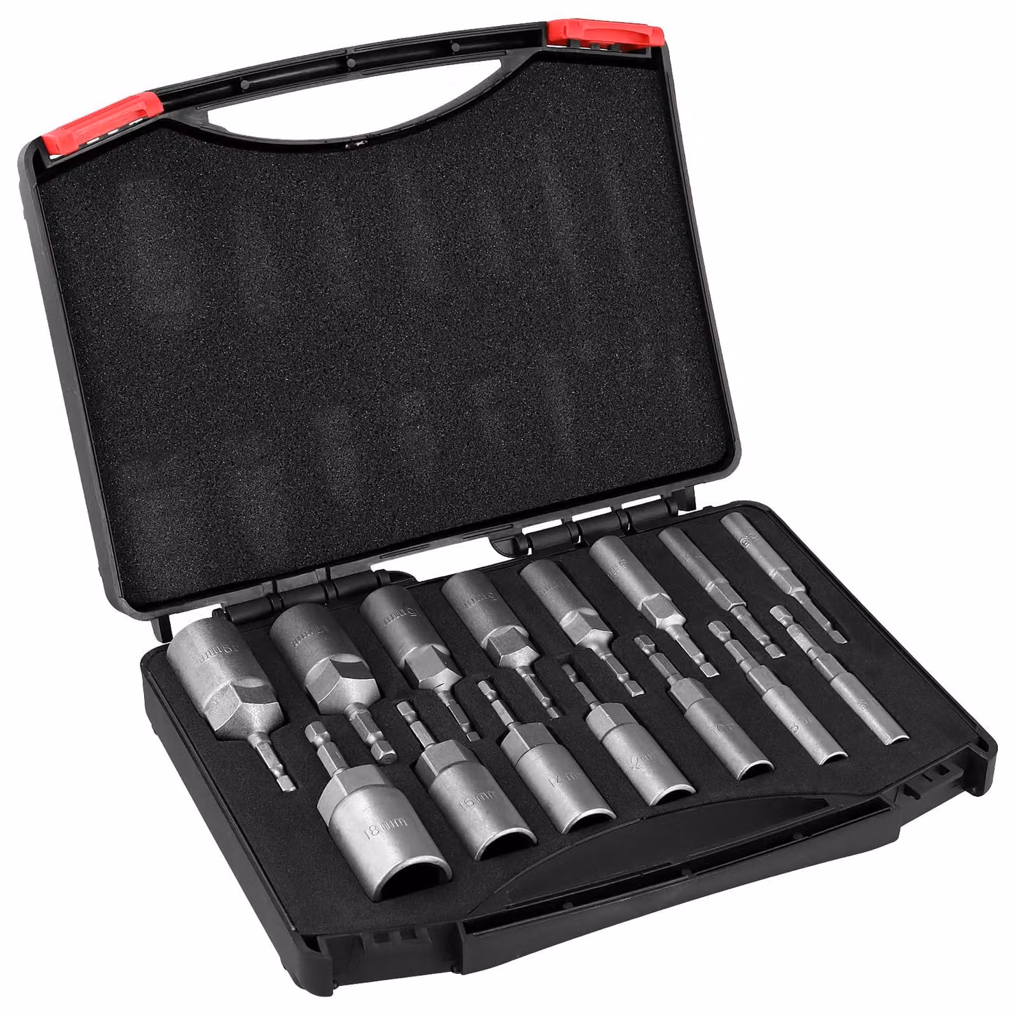 Set di chiavi a bussola esagonali - 15 pezzi - 5,5-19 mm - Adattatore per inserti da 1/4 pollice - Acciaio al cromo-vanadio