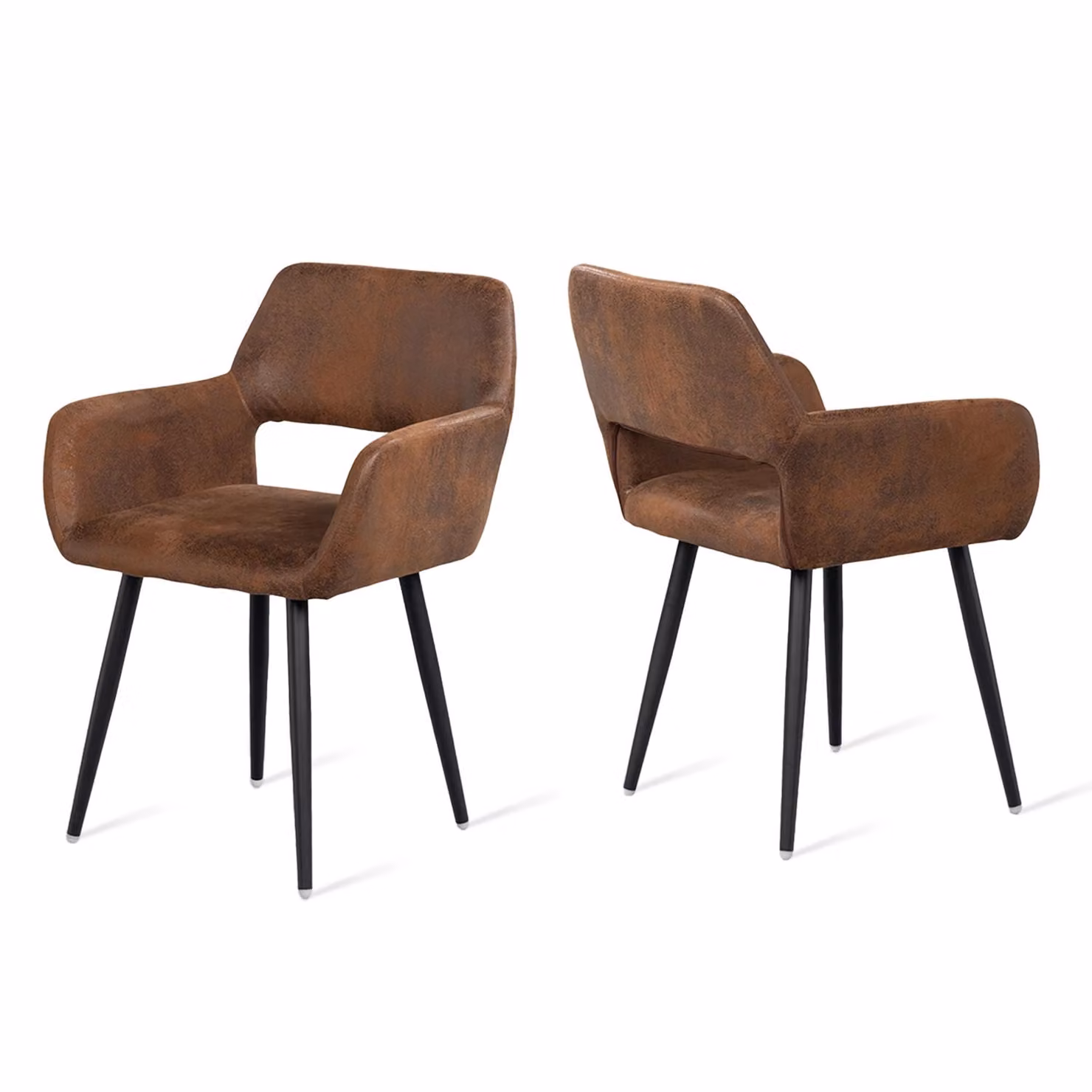 Meubles Cosy Set da 2 poltrone da sala da pranzo in stile industriale in Similcuoio scamosciata – CROMWELL